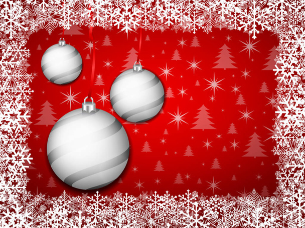 Christmas background with snowflakes and balls. Vector illustration. - Vector, Image