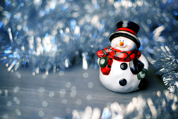 Snowman on New Year's background - Foto, Imagen
