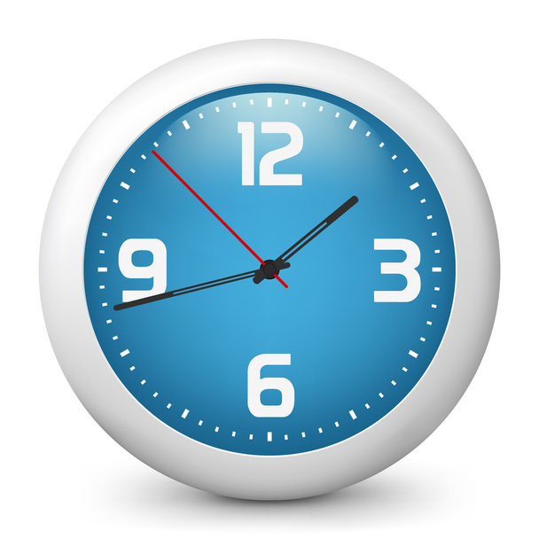 Vector blue glossy icon depicting clock - Vetor, Imagem