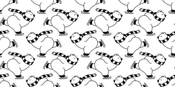 oso patrón inconsútil vector oso polar patín de hielo de Navidad esquí nieve invierno panda teddy bufanda dibujos animados aislado repetición fondo de pantalla azulejo ilustración blanco
 - Vector, Imagen