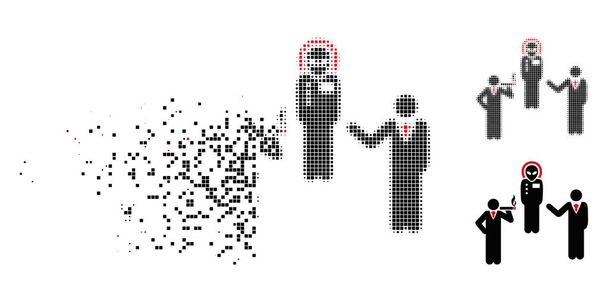 Verschwindender Pixel-Halbton-Dialog mit Alien-Symbol - Vektor, Bild