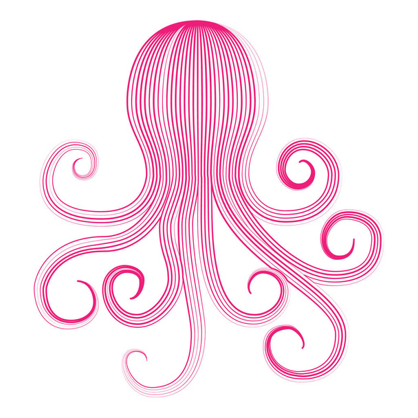 Octopus silhouette in vintage style on transparent background. Aquarium octopus vector icon. Octopus logo vector. Vector octopus illustration. Animal silhouette. Silhouette squid vector. - Vector, afbeelding