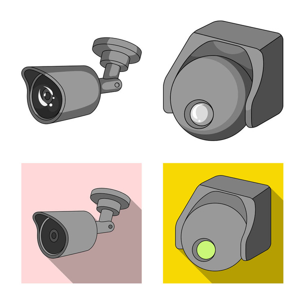 Isolated object of cctv and camera icon. Set of cctv and system stock vector illustration. - Vektör, Görsel