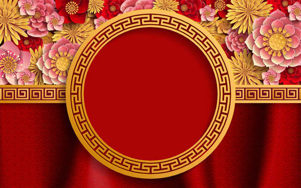 中国の伝統とアジアの要素の背景の用紙の色を背景のテンプレート. - ベクター画像