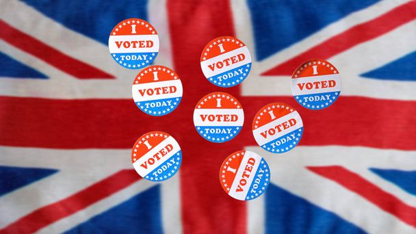 Monet äänestin tänään paperin tarroja Yhdistyneen kuningaskunnan lippu
 - Valokuva, kuva