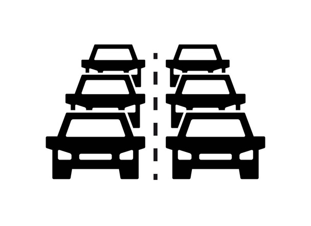Auto verkeer jam pictogram, symbool en teken vectorillustratie op witte achtergrond. - Vector, afbeelding