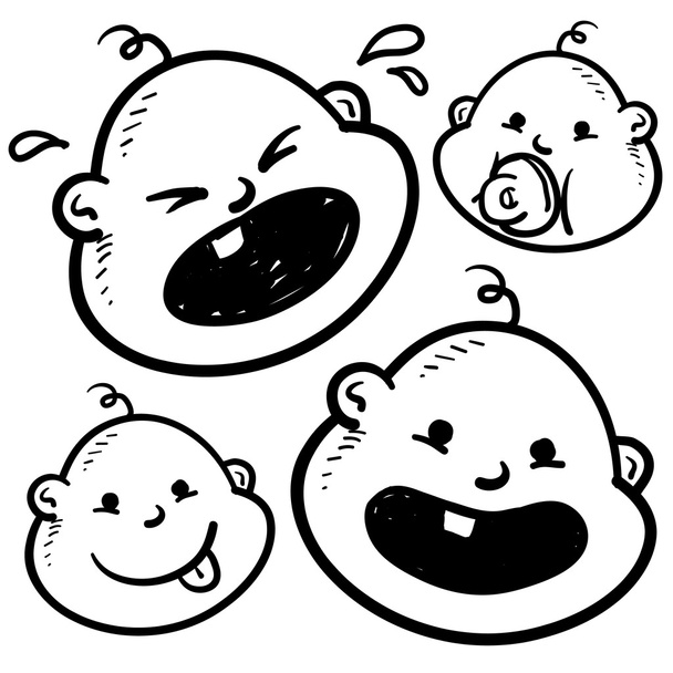 Babies emotional facial expressions sketch - Vector, Image