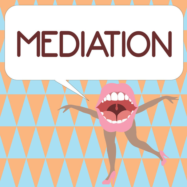 Text sign showing Mediation. Conceptual photo intervention dispute in order to resolve it Arbitration Relaxation - Photo, Image