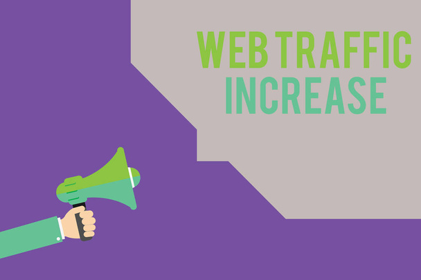 Text sign showing Web Traffic Increase. Conceptual photo Expand Visitors to a Websitea number of Visits - Photo, Image