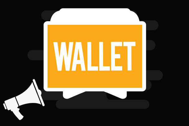 Rukopis textu peněženku. Pojetí znamená Pocketsized plochý Skládací pouzdro pro uložení peněz a plastových karet - Fotografie, Obrázek