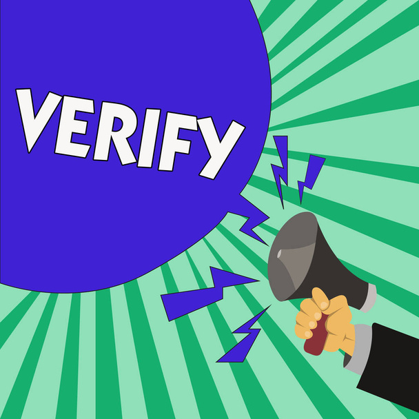 Text sign showing Verify. Conceptual photo make sure or demonstrate that something is true accuratejustified - Photo, Image