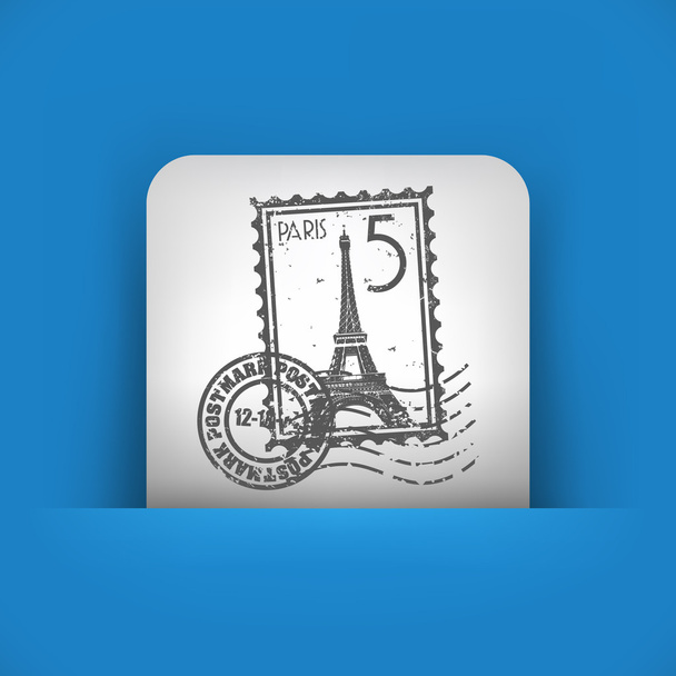 blue and gray icon depicting Paris stamp - Vector, Image