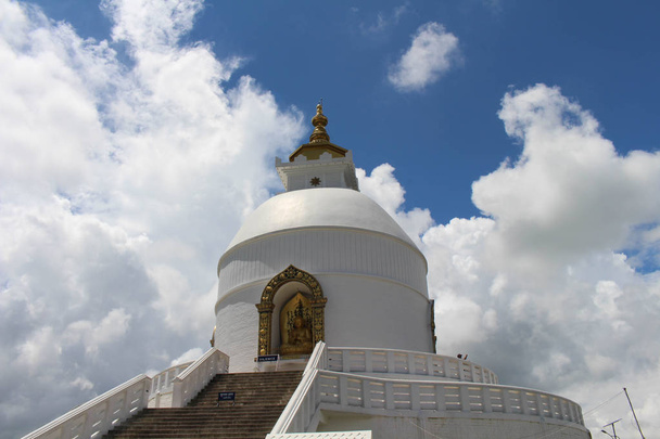 Translation: the main stupa of the World Peace Pagoda. Taken in Nepal, August 2018. - Zdjęcie, obraz