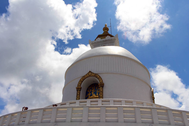 Translation: the main stupa of the World Peace Pagoda. Taken in Nepal, August 2018. - Zdjęcie, obraz