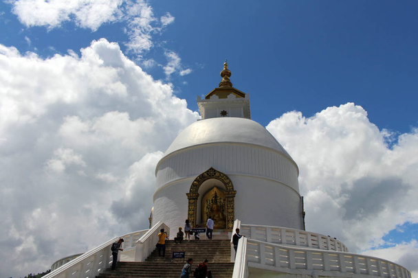 Translation: the main stupa of the World Peace Pagoda. Taken in Nepal, August 2018. - Фото, зображення
