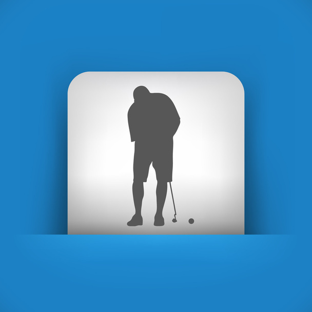 vectorillustratie van enkele blauw en grijs pictogram van een golfspeler - Vector, afbeelding