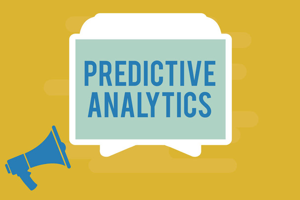 Schrijven van notitie weergegeven: Predictive Analytics. Zakelijke foto presentatie van optimaliseren collectie bereiken Crmidentify klant - Foto, afbeelding