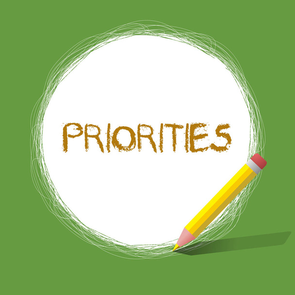 Rukopis textu priority. Pojetí znamená věci, které jsou považovány za důležitější než jiné naléhavé - Fotografie, Obrázek