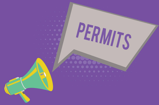 Text sign showing Permits. Conceptual photo Officially allow someone to do something Permission Legal documents - Photo, Image