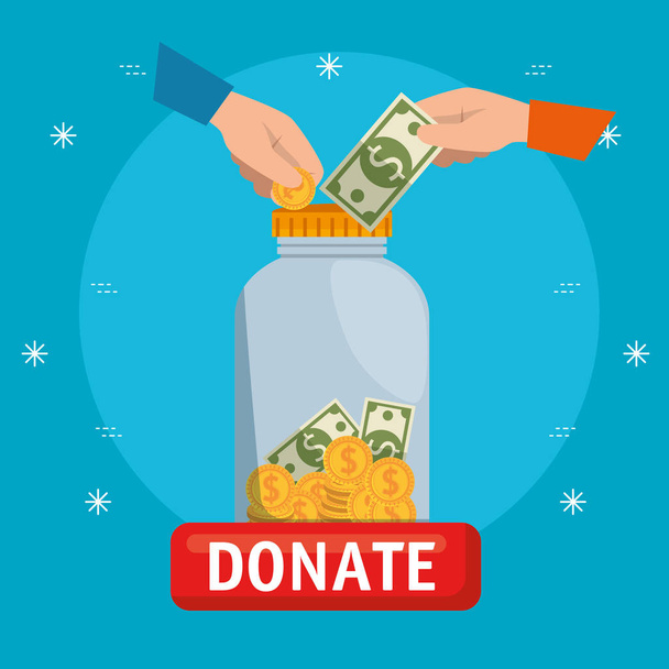 урна с деньгами благотворительного пожертвования
 - Вектор,изображение