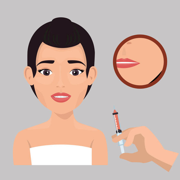 vrouw met botox behandeling - Vector, afbeelding