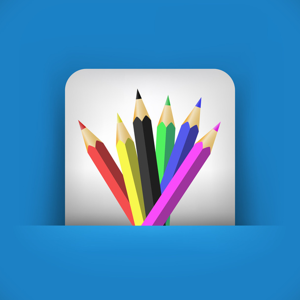Ilustración vectorial de un solo icono azul y gris que representa lápices
 - Vector, imagen