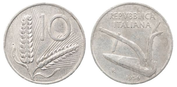 10 Italian Lira with the image of wheat isolated on white background - set - Photo, Image