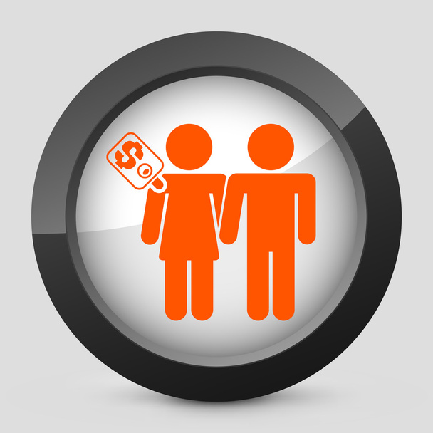 Vector illustration of a gray and orange icon depicting couple - Vector, Image