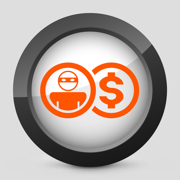Vector illustration of a gray and orange icon depicting a reimbursement theft - Vector, Image