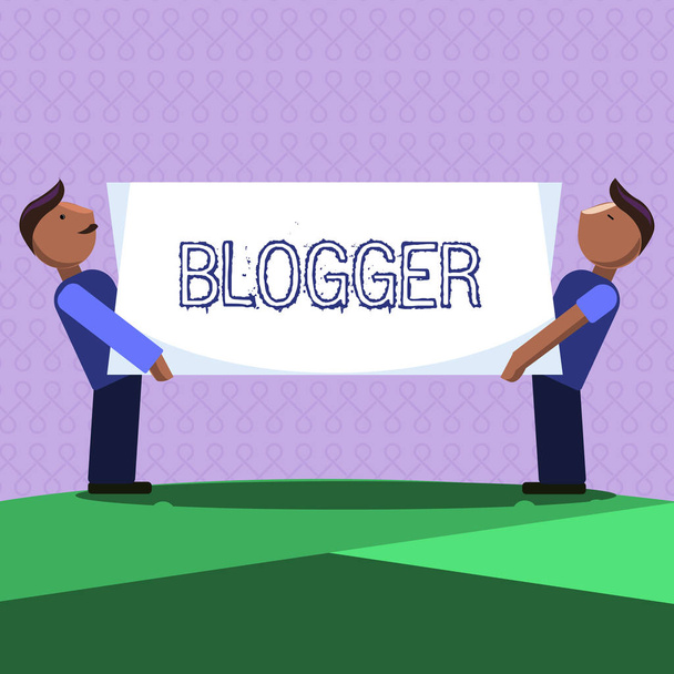 Γράφοντας κείμενο λέξη Blogger. Επιχειρηματική ιδέα για πρόσωπο που γράφει τακτικά υλικό για ένα συγγραφέα σε απευθείας σύνδεση blog - Φωτογραφία, εικόνα