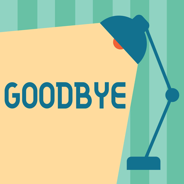 Word pisanie tekstu Goodbye. Koncepcja biznesowa dla pozdrowienia dla pozostawiając pożegnanie zobaczenia wkrótce separacji salute - Zdjęcie, obraz