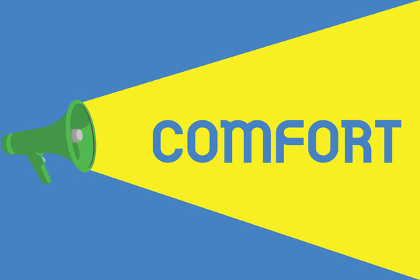 Sana kirjoittaa tekstiä Comfort. Liiketoiminnan käsite Fyysinen helppous Vapaus kivusta Rentoutuminen Lepääminen mukavasti
 - Valokuva, kuva