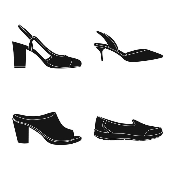 Vector design of footwear and woman sign. Collection of footwear and foot stock vector illustration. - Vektori, kuva