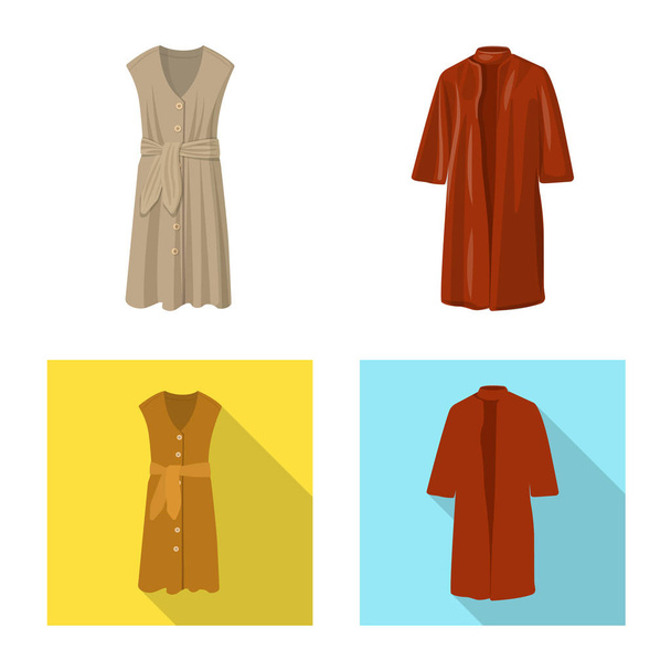 Vector design of woman and clothing icon. Set of woman and wear stock symbol for web. - Vecteur, image