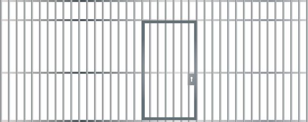 A front view of the bars of a jail cell with iron bars and a door on an isolated background vector eps 10 - Vector, Image
