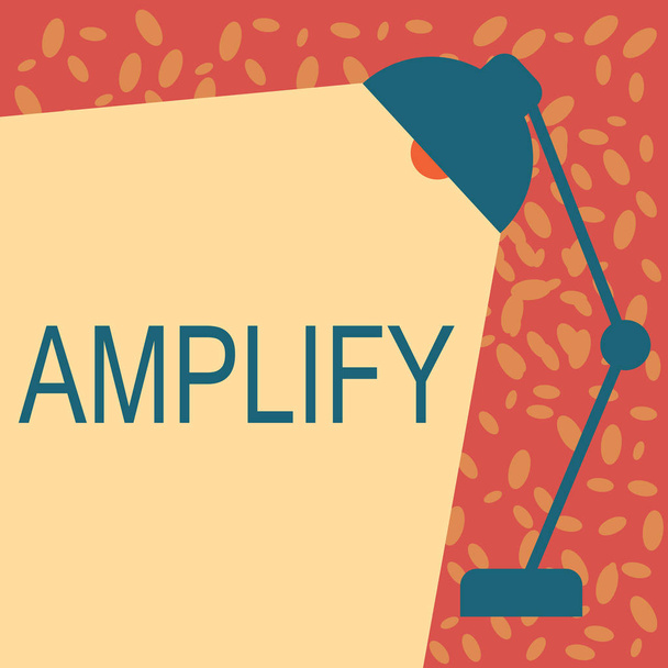 Uwaga: pisanie Wyświetlono Amplify. Biznesowe zdjęcie prezentujący zrobić coś większego wzrostu głośniej głośność za pomocą wzmacniacza - Zdjęcie, obraz