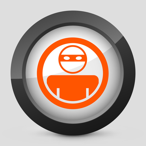 Vector illustration of a gray and orange icon depicting a criminal - Vector, Image