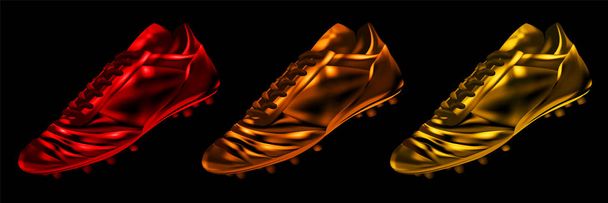 Bottes de football 3D en couleurs isolées sur fond noir, illustration vectorielle
 - Vecteur, image