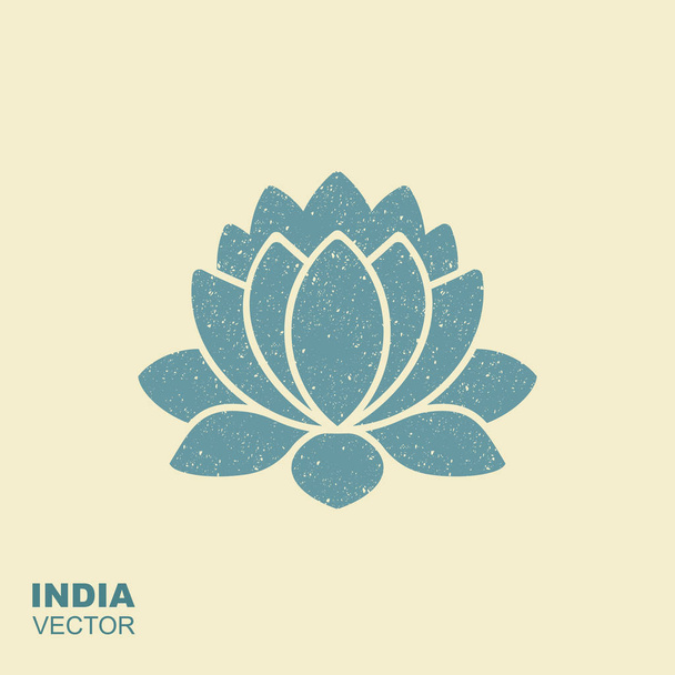 Icono plano flor de loto con efecto rayado
 - Vector, Imagen