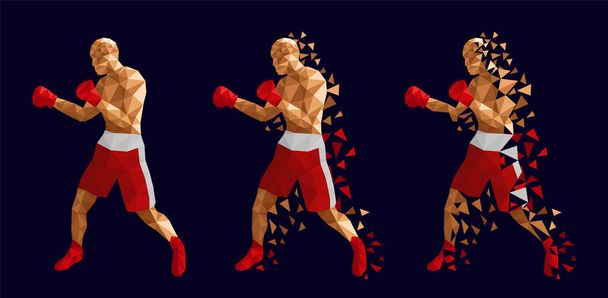 抽象的なボクサーがお互いに、ベクトル図低ポリとの戦い - ベクター画像