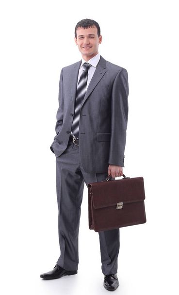 in full growth.business man with briefcase - Foto, imagen