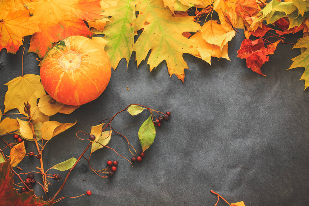 Podzimní zátiší z listí v předvečer Halloween - Fotografie, Obrázek