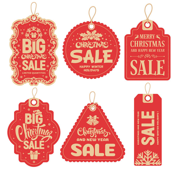 Christmas Sale tags collection. Vector illustration. - Vector, afbeelding