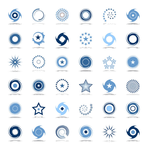 Set di elementi di design. Icone astratte nei colori blu. Arte vettoriale
. - Vettoriali, immagini