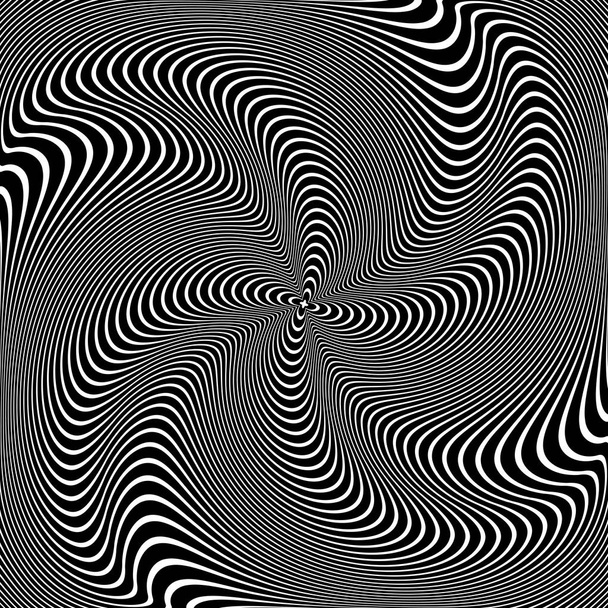 Abstract op art design. Illusion of whirl vortex movement. Wavy lines texture. Vector illustration. - Vector, Image