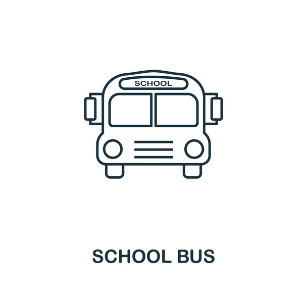 学校のバスのアウトラインのアイコン。創造的なデザイン学校アイコン コレクションから。プレミアム スクールバス概要アイコン。Web デザイン、アプリケーション、ソフトウェア、および印刷のため. - ベクター画像