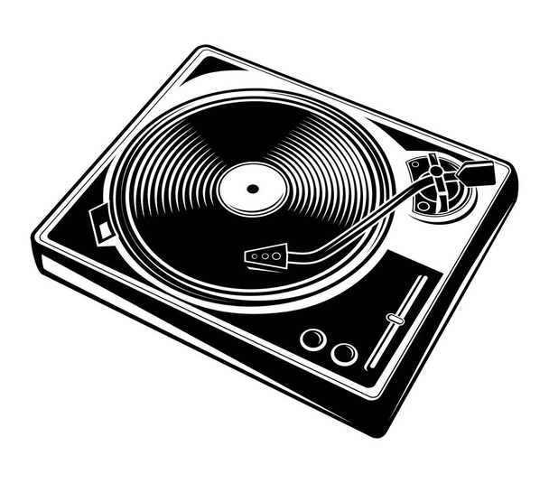 Black and white turntable icon - ベクター画像