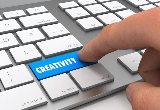pushing creativity button key concept 3d illustration - Foto, imagen