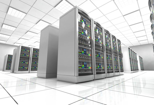 netwerk werkstation server kamer concept 3d illustratie - Foto, afbeelding