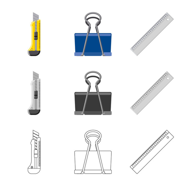 Vector design of office and supply symbol. Set of office and school stock vector illustration. - Vetor, Imagem